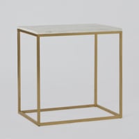 طاولة جانبية تورين بسطح رخام و قاعدة معدن ذهبي