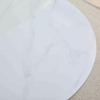 طقم طاولة سفرة مستديرة حجر ملبد بقاعدة معدن اسود م...