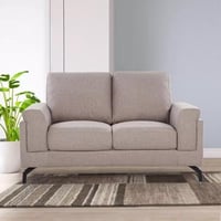 كنبة سيرافينا مقعدين قماش لون بيج بارجل معدنية سود...