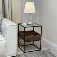 طاولة جانبية فيستا بإطار من معدني اسود مع سطح زجاج...