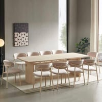 طاولة طعام لينا خشب بيج مستطيل هيكل 10 كراسي