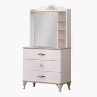 طاولة تزيين بمرآة و 3 أدراج ومساحة تخزين وأرفف من...