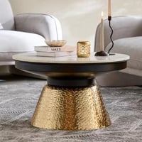 طاولة قهوة سيلڤيورا بسطح من الرخام الأصلي ابيض و ق...