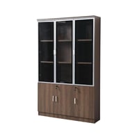 دولاب ملفات سيينا 3 درفات خشب بني مع زجاج