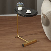 طاولة خدمة جانبيه لوتس بسطح خشبي و قاعدة معدن ذهبي...