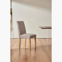 كرسي طعام من بالي قماش كتان لون رمادي بارجل خشب زا...