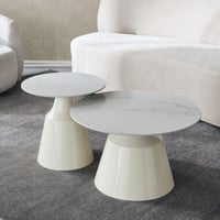 طاولة قهوة بولاريس من الحجر الملبد -2 حبة