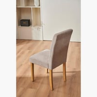 كرسي طعام من بالي قماش كتان لون رمادي بارجل خشب زا...