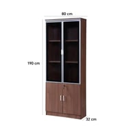 دولاب ملفات سيينا درفتين خشب بني فاتح مع زجاج