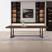 طقم طاولة سفرة بسطح خشبي بني 10 كراسي قماش لون رما...