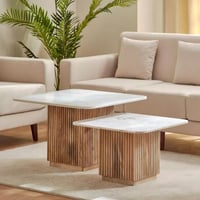 طاولة قهوة مينزيلا مربعة من قطعتين بسطح من الرخام...