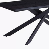 طقم طاولة سفرة سطح خشب اسود 6 كراسي قماش رمادي بار...