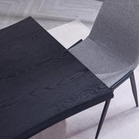 طقم طاولة سفرة سطح خشب اسود 6 كراسي قماش رمادي بار...