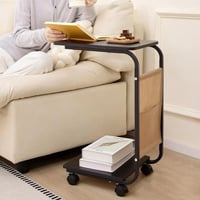 طاولة خدمة رولكس بسطح خشبي وجيب جانبي قماش لون أسو...