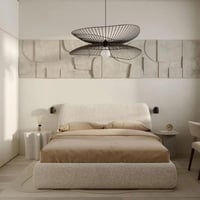 سرير مون منجد بالكامل بوكليه لون بيج