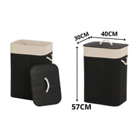 سلة غسيل أديلينا من الخيزران اسود بغطاء وبطانة قاب...