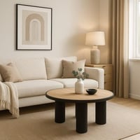 طاولة قهوة مستديرة بقاعدة ثلاثية عصرية أسود - أروم...