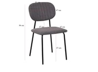 كرسي طعام كوليم قماش بارجل معدنية لون رمادي فاتح م...