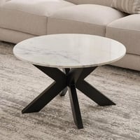 طاولة قهوة فيرليناي مستديرة بسطح رخامي طبيعي ابيض...