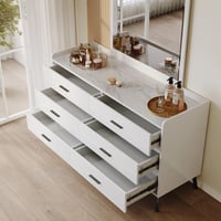 طاولة تزيين ماستر 6 أدراج بسطح من الحجر الملبد من...