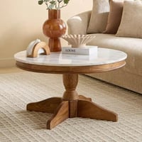 طاولة قهوة تيرزيونـا بسطح رخام أصلي مستدير مع قاعد...