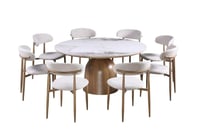 طاولة طعام فيورينزا مستديرة سطح سيراميك بيج و قاعد...