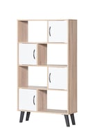 وحدة تخزين أدراج ورفوف خشب ماليزي - خشبي وأبيض