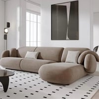 كنبة زاوية روماس دائري على شكل حرف L قماش شانيل مت...