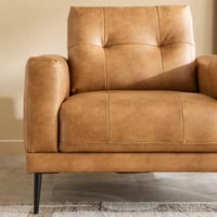 كنبة روش مقعد واحد قماش جلد لون هافان بأرجل معدنية