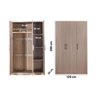 دولاب ملابس لوتشيلا خشب بني 3 باب و 4 رفوف 120×55×...