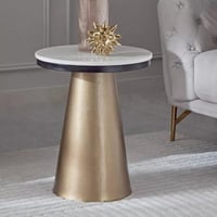 طاولة جانبية بسطح من الرخام الأصلي بقاعدة معدنية ل...