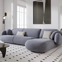 كنبة زاوية روماس دائري على شكل حرف L قماش شانيل مت...