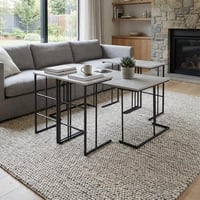 طقم طاولات قهوة أرتيميا 5 قطع خشب ماليزي رمادي بقو...