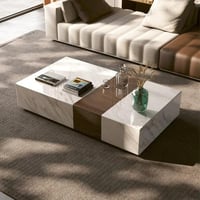 طاولة قهوة تاريا بديل رخام x خشب باللونين الابيض و...