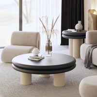 طقم طاولات قهوة نوفا دائرية مزدوجة بطابع نحتي لون...