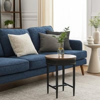 طاولة جانبية أليورا خشب دائرية بقواعد معدن لون بني...