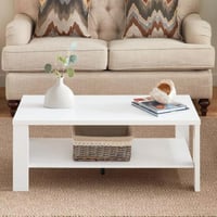 طاولة قهوة سيرليفاي بطابقين خشب هندسي ابيض