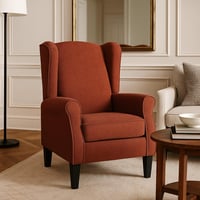 كرسي انتيكا مفرد قماش لون برتقالي بأرجل معدن اسود...