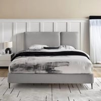 سرير فنيستا منجد بالكامل قماش مخمل لون رمادي