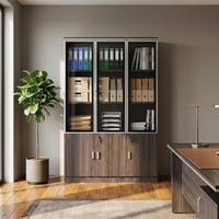 دولاب ملفات سيينا 3 درفات خشب رمادي مع زجاج