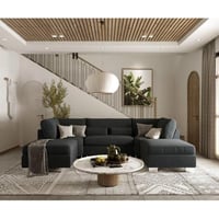 كنبة زاوية موديتش علي شكل حرف U قماش شانيل لون رما...