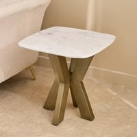 طاولة جانبية أرميسيا بسطح من الرخام الطبيعي ابيض ب...