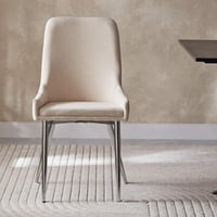 كرسي طعام من سيلفرادون قماش مخمل بلون البيج بارجل...