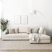 كنب زاوية مانديل علي شكل حرف L قماش شانيل لون بيج