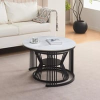 طقم طاولة قهوة لونفيرا مستديرة قطعتين سطح الحجر ال...