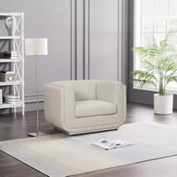 كنبة تورينو مقعد واحد قماش شانيل ناعم لون كريمي با...