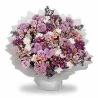 باقة ورد طبيعي فاخر روز وبيبي روز مع استروميريا وك...