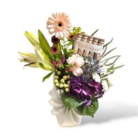 فازة ورد طبيعي راقية هيدرنجا مع بيبي روز وجربيرا ه...