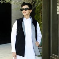 سديري جوخ دبل فيس للاطفال اسود _رصاصي