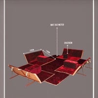 طقم جلسة أرضية للرحلات والتخييم قابلة للطي - أحمر...